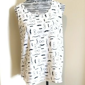 Forever21 mustache and spectacle flowy tank